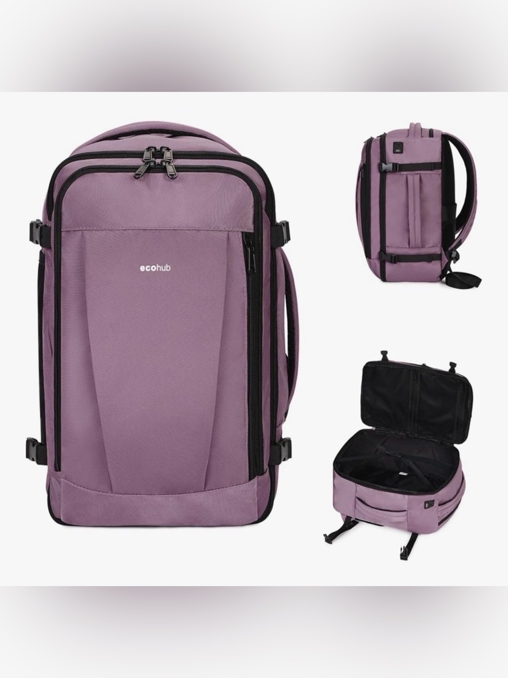 ECOHUB 17" Travel Backpack Carry On Bag Pink TSA Approved Water Resistant